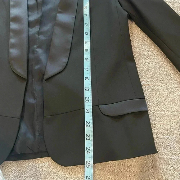 MNG by Mango Black Tuxedo Blazer, Satin Lapels, Lined, Size US 8/M - Picture 9 of 12